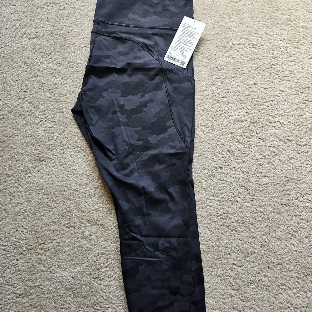 lululemon Fast And Free HR 25" Camo Leggings - Black and Gray SIZE 20